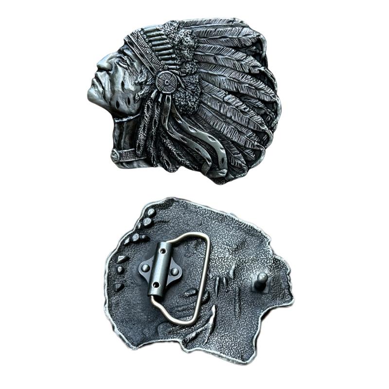 Western Styles Belt Buckle with Indian Tribal Pattern For Casual And Formal Wear Women Men Unisex Belt Clasp Accessory