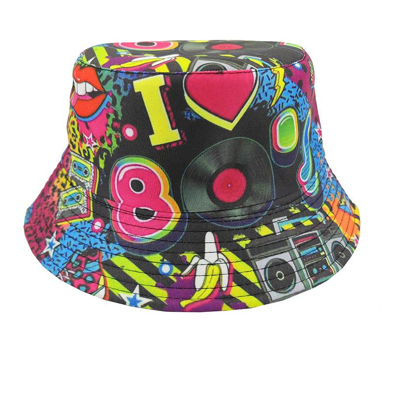 Nuovi Cappelli a Secchiello alla Moda con Graffiti Protezione Solare Stampa Lettere Moda Cappello da Pescatore Primavera/Estate Unisex Ombreggiatura Esterna Cappello da Pesca