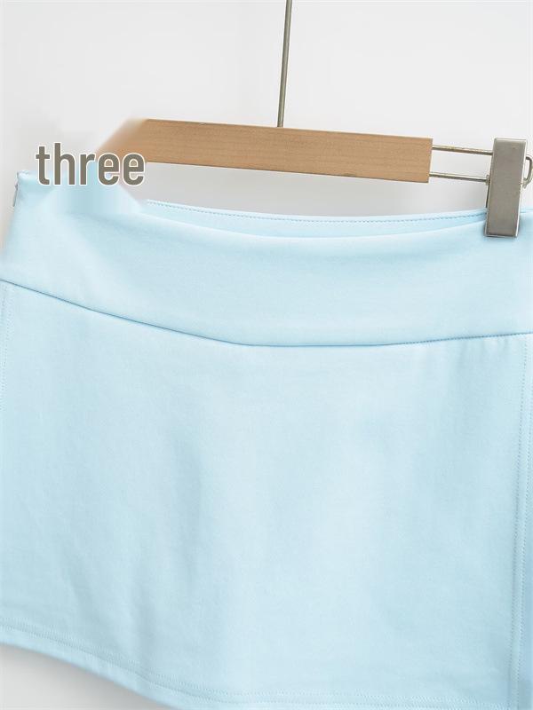 High-Waisted Grey A-Line Sports Skirt - Women's Spicy Vintage Side Split Yoga Running Skirt