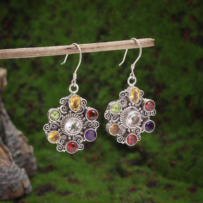 Retro Ethnic Style Red Zircon Earrings for Women, Elegant Earrings Accessories