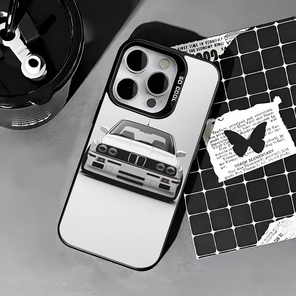 E30 CAR Phone Case For iPhone 17,16,15,14,13,12,11 Plus,Pro Max,XS,Colored Silver Phone Case