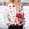 Women's Fashion Valentine's Day Printed Long Sleeve Cardigan Button Jacket