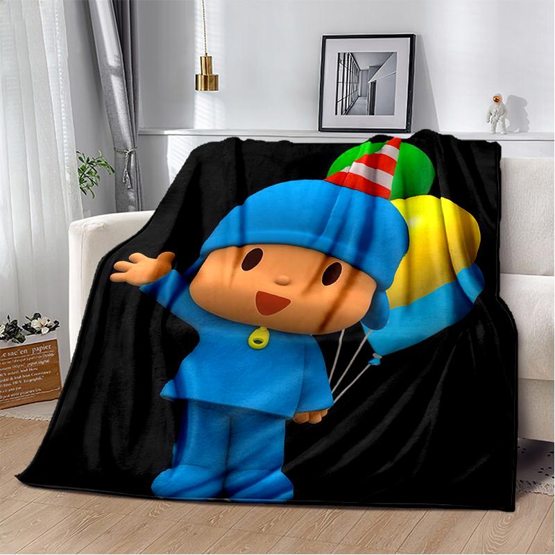 Coperta Cartone Animato 3D Divertente P-Pocoyo Elly Pato, Morbida Coperta da Lancio per Casa Camera da Letto Letto Divano Picnic Viaggio Ufficio Copertura Regalo per Bambini