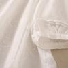 Pure Cotton Embroidery Summer Niche Versatile Round Neck White Seven-quarter Sleeve Shirt Top Design Embroidery Thin