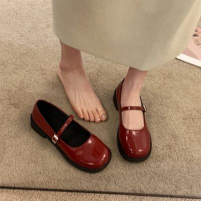 Retro Small Leather Shoes Women's New Summer Round Head Thick Heel Single Shoes Solid Color Skirt Mary Jane Shoes