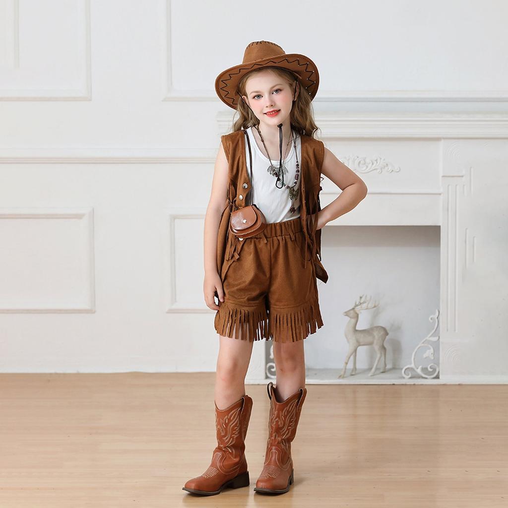 Children's Ethnic Hippie Suede Tassel Vest Set
