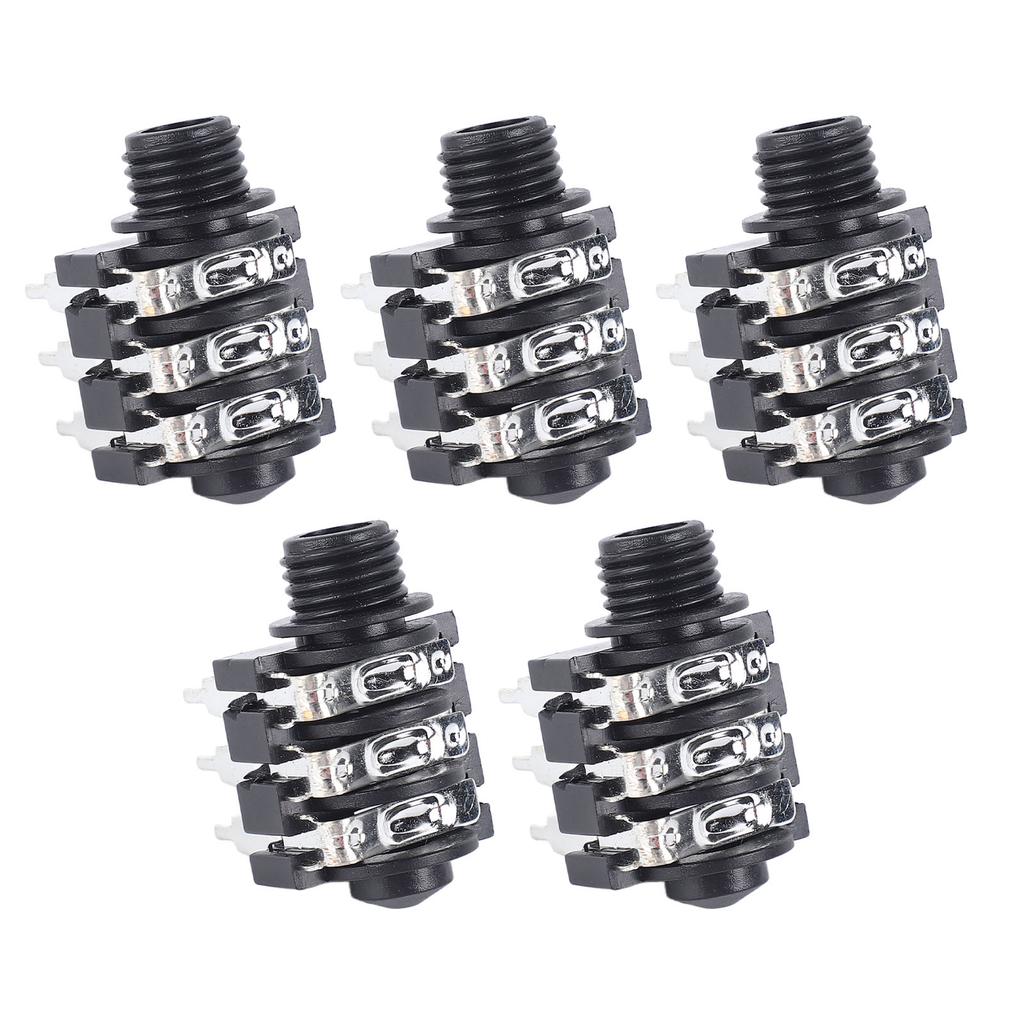5Pcs Stereo Jack Socket 6.35mm 6P Microphone Connector Pickup Jack Socket for Replacement Reverse