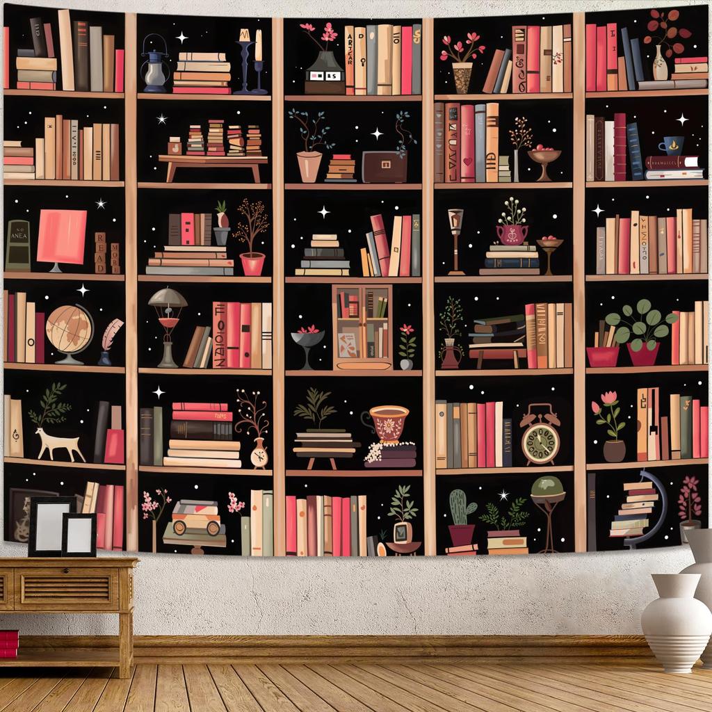 VIKAMA Mörk Magi Bokhylla Tapestry Hippie Helgon Rönn Tapestry Vägghängande Vardagsrum Sovrum Bibliotek Bok Tapestry