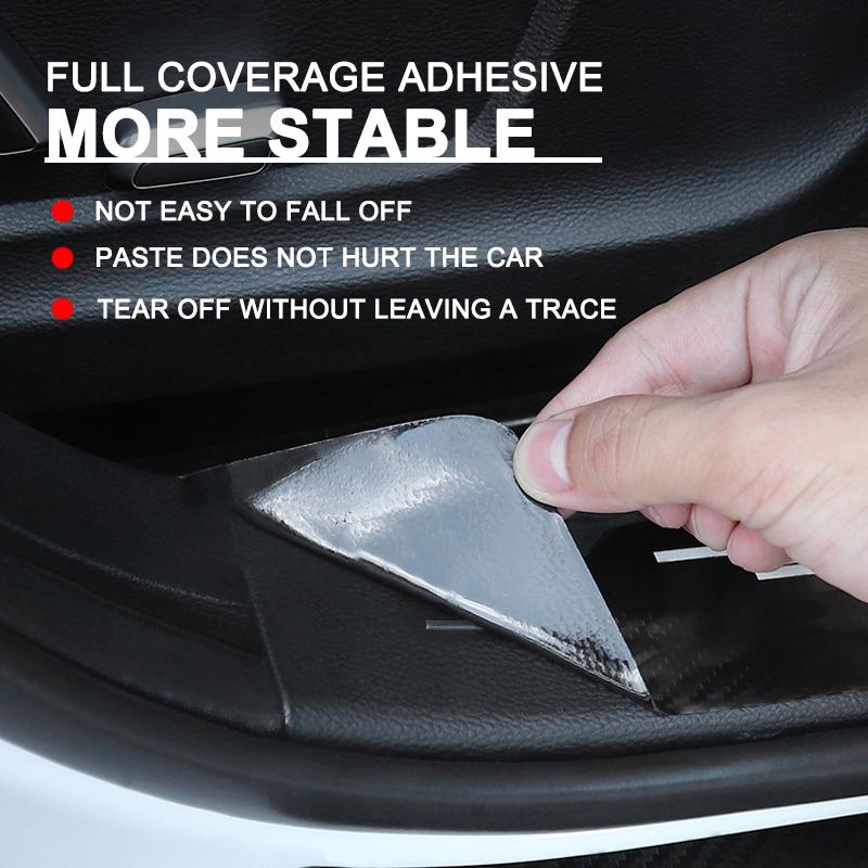 4Pcs Carbon Fiber Car Doorsill Stickers Protect Film Auto Styling For Tesla Model 3 S X Y Style Roadster Invader Coil Mod WYE K80