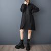 DIMANAF 2025 Women Plus Size Autumn Shirt Dress Loose Casual Oversize Long Sleeve Vintage Dress Black Zipper
