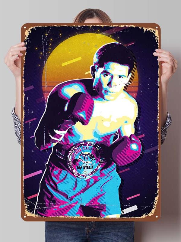 Julio Cesar Chavez Boxer Metal Signs Gaming Room Decoration Custom Metal Plates Boxing Poster for Wall Art Decoration Retro Home