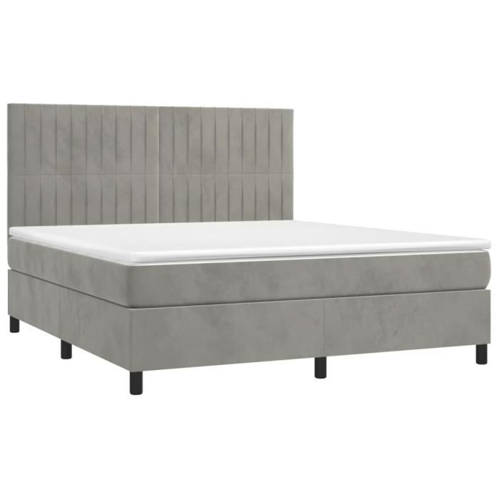 3143151 vidaXL Divan Bed and Mattress Light Grey 160x200cm Velvet