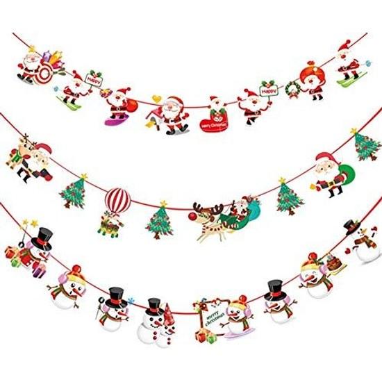 Christmas Decoration 7 Types Set Garland Cute Socks Tree Hanging Flag Banner Merry Paper Santa Claus Garden Long Colorful Izakaya Ceiling Wall Sign