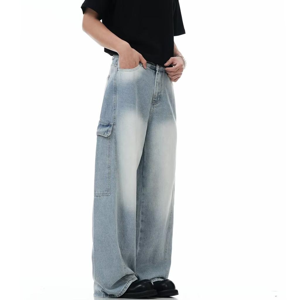 American High Street Jeans Men'S Autumn Trendy Brand Ins Loose Wide Leg Straight Leg Pants Micro Flared Pants