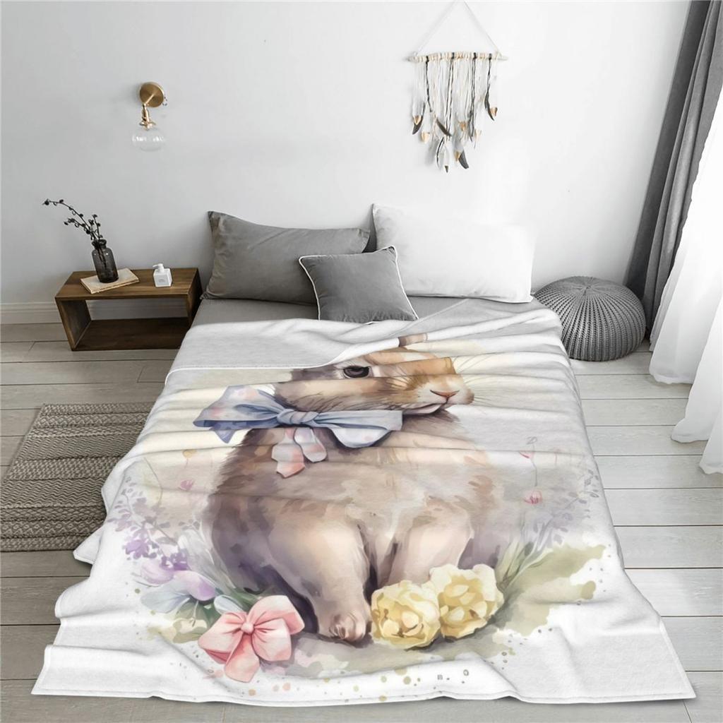 Easter Rabbit Blankets Cartoon Animal Travel Flannel Bedding Throws Soft Warm Outdoor Design Bedspread Birthday Gift