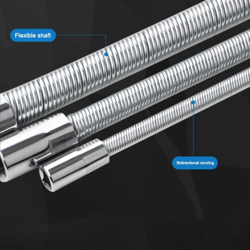 Set of 3 Wrench Sleeve Extension Rod Bendable Socket Tool Kit Bendable Drive Head Adapters for Automotive and Home Use