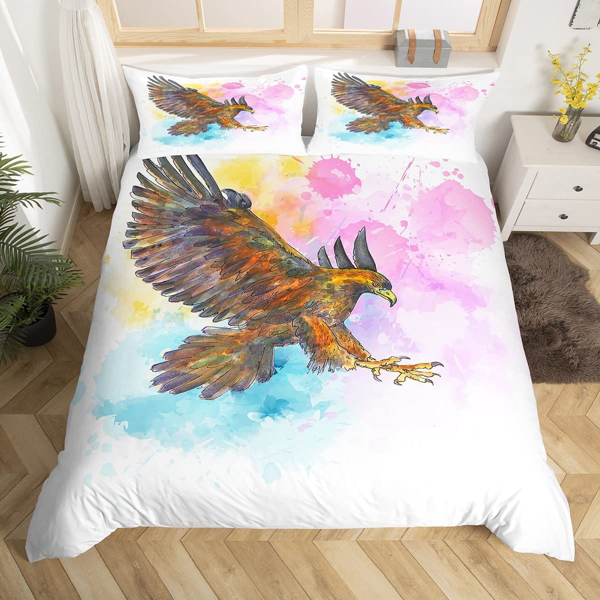 

Комплект пододеяльника Eagle с рисунком диких животных, полиэстеровый чехол для одеяла, размер кинг, квин, полный, твин, для детей, подростков, взрослых, постельный комплект (135x200cm)