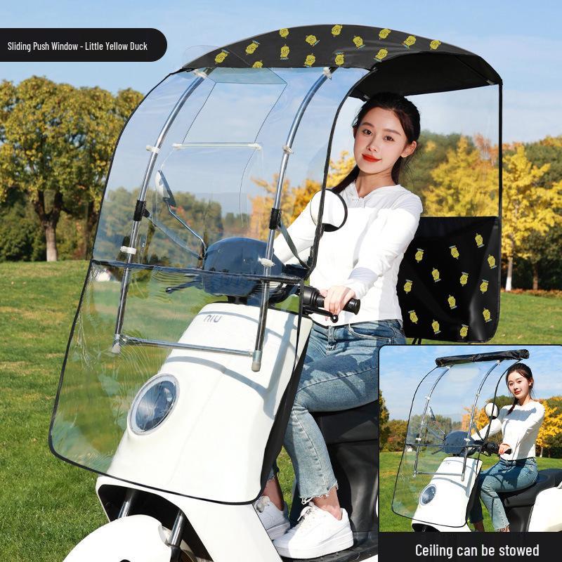Enhanced Electric Motorcycle Canopy: Rainproof, Removable, and Windproof Umbrella