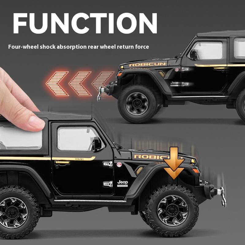 1/24 Alloy Die-cast Wrangler Off-road Vehicle Model Simulation Sound and Light Tire Shock Absorption Children's Toy Ornaments