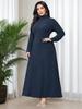 Middle Eastern Style Plus Size Long Sleeve High Neck Slim Fit Elegant Home Dress