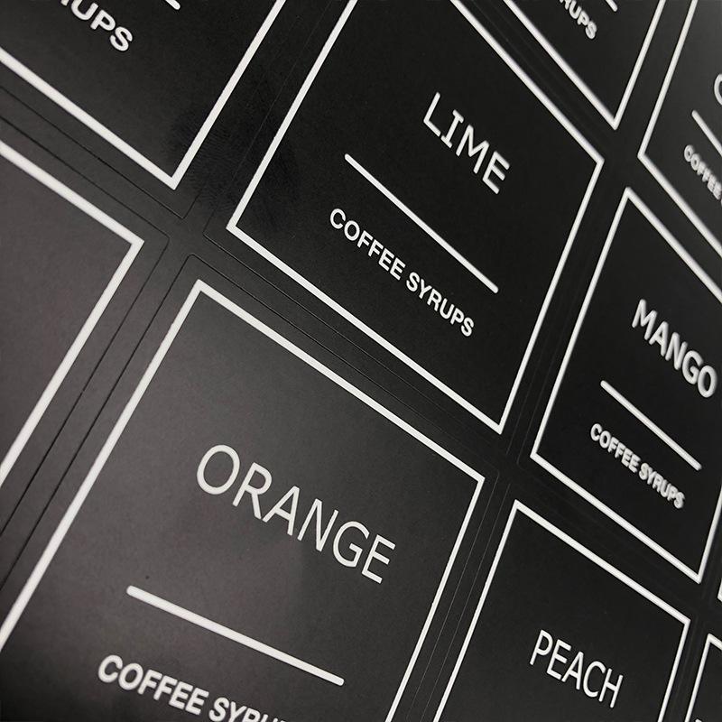 2.5" Waterproof Erasable Coffee Syrup Flavor Labels - Set of 36 Stickers