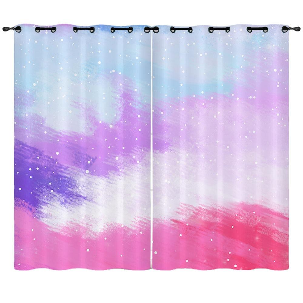 Curtain Gradual Change Smudge Blinds 3D Digital Printing Curtain Blackout Punching