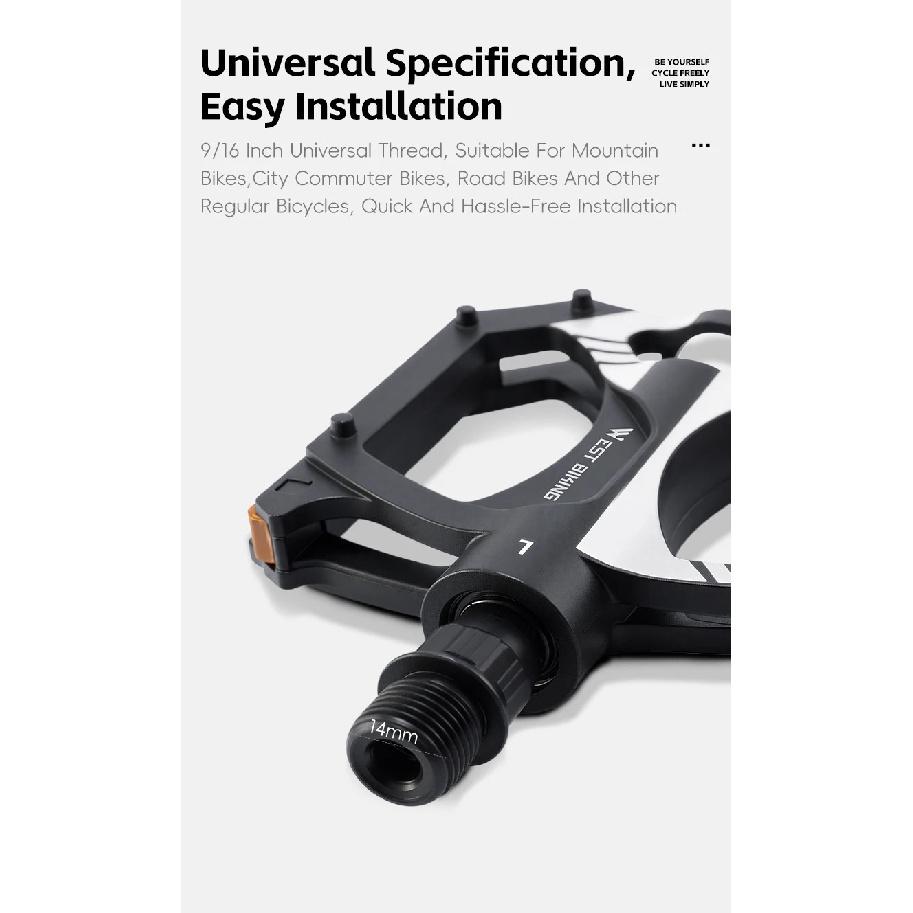 WEST BIKING Ultralight Bicycle Pedals Dual DU Sealed Bearings Nylon Anti-Slip 9/16" Universal Thread MTB BMX Road Bike Parts
