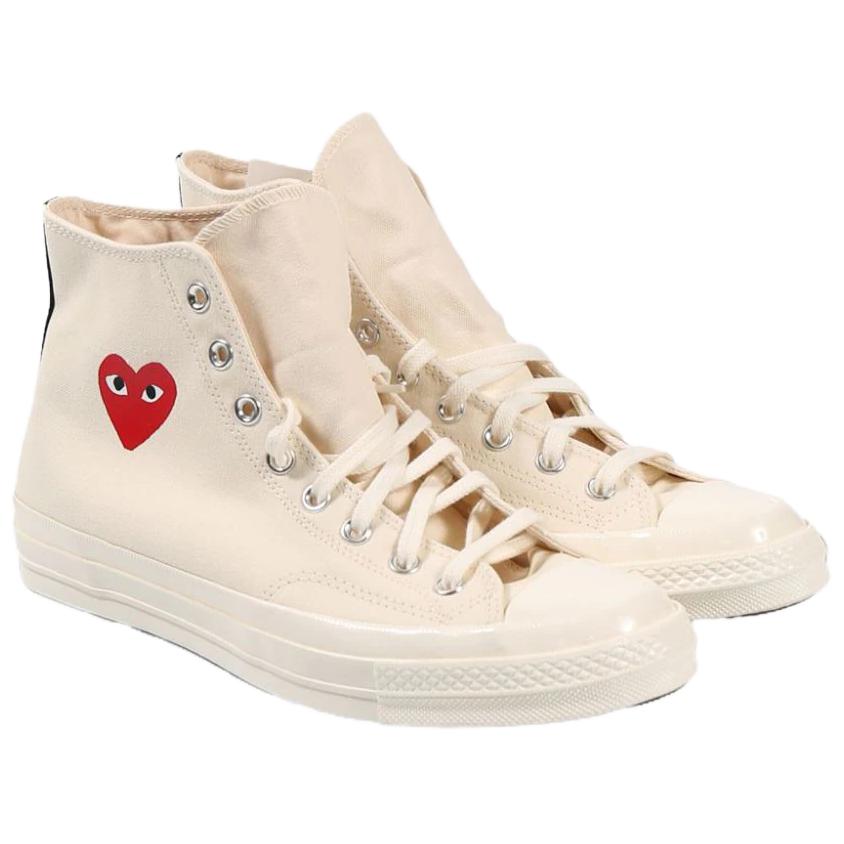 Comme Des Garçons PLAY X Converse Chuck 70 High Single Heart - Milk Unisex Sneakers Cream Red Black A08800C