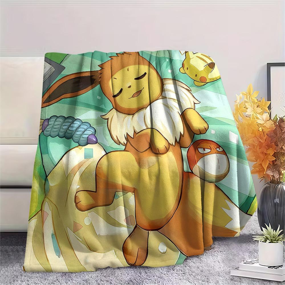 Pokémon Pikachu & Eevee Full Print flannel blanket, cozy flannel for sofa and bed, perfect gift for fans 75x90cm