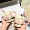 Creative Flower Mug Household Ceramic Cup High Value Water Cup Girls Birthday Gift Souvenir Coffee Cup Mugs Coffee Cups
