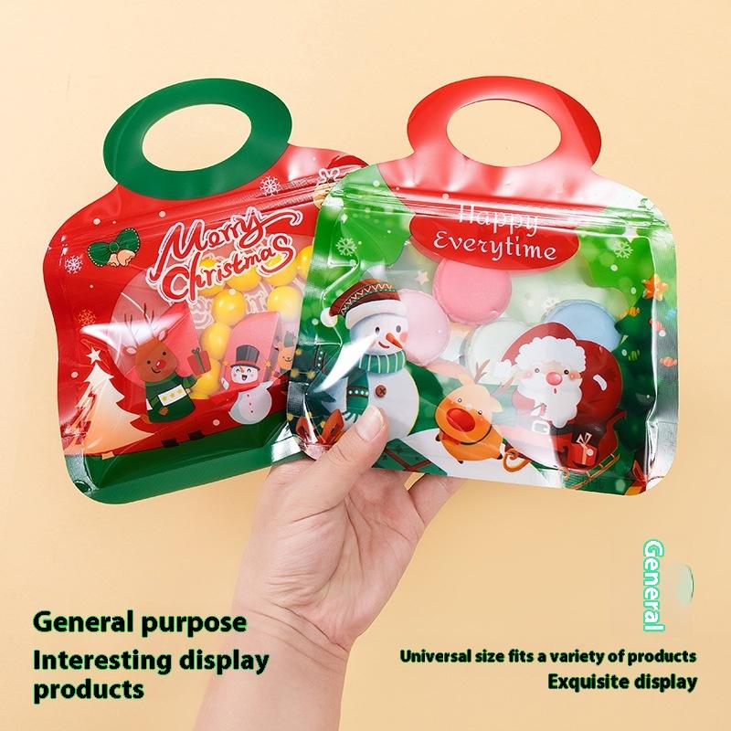 10Pcs Plastic Portable Christmas Self-Sealing Bag Diy Kids Toys Xmas Wedding Holiday Party Candy Snack Sugar Gifts Storage Bags