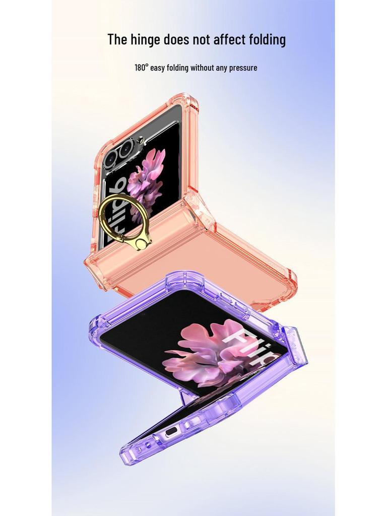 Samsung Z Flip6 Protective Case with Hinge Ring Holder, Full Coverage, Anti-fall. Suitable for Men & Women.