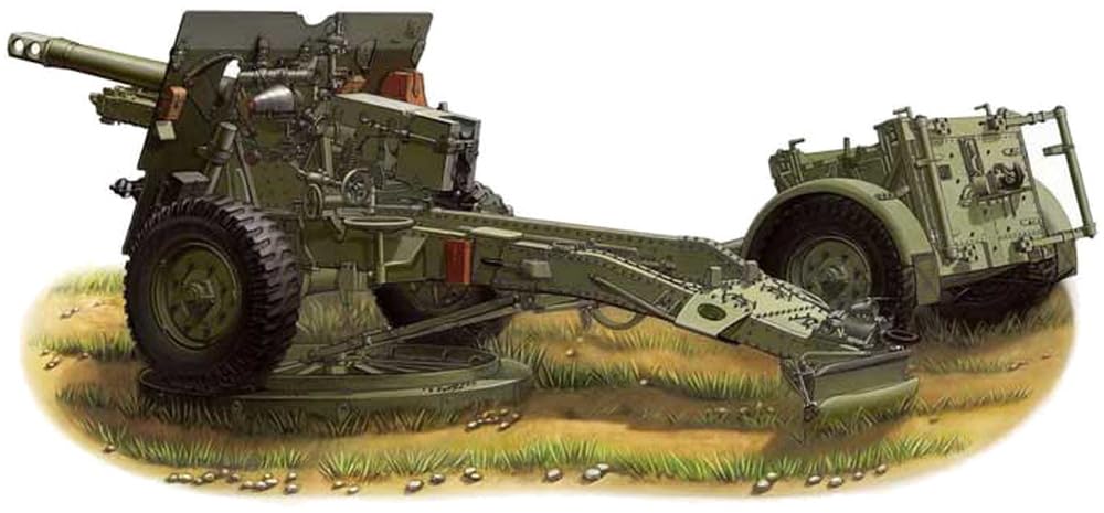 Bronco Model 1/35 British 25-pounder Field Gun Mk.2/1 with Ammunition and Limber, Plastic Model Kit CB35046