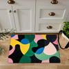 Flannel Thickness 0.47inch - 1pc Abstract Geometric Patchwork Pattern Door Mat, Colorful Irregular Shapes and Lines with Modern
