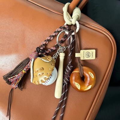 Handmade Braided Rope Bag Pendant Keychain Creative Bread Chocolate DIY Charms for Women Girl Handbag School Bags Accessories