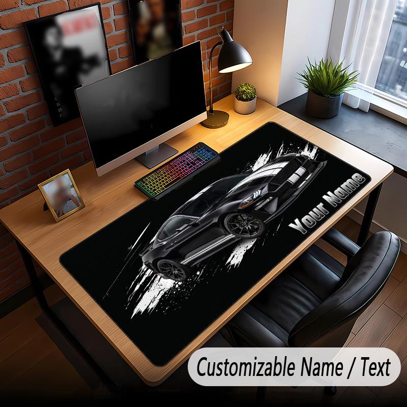 Auto-Rennsport-Thema Benutzerdefiniertes Mauspadd Personalisiert mit Namens-Text Angepasste Schreibtischmatte für Büro Heimdekoration