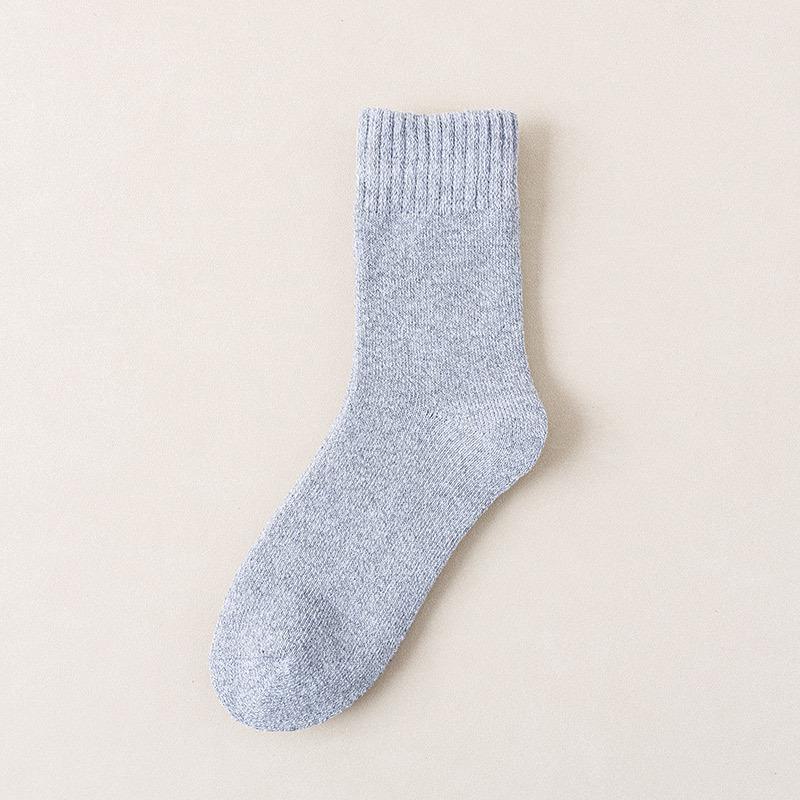 Men's Cotton & Wool Socks: Warm Winter Terry, Business Casual, Solid Color, Long Style