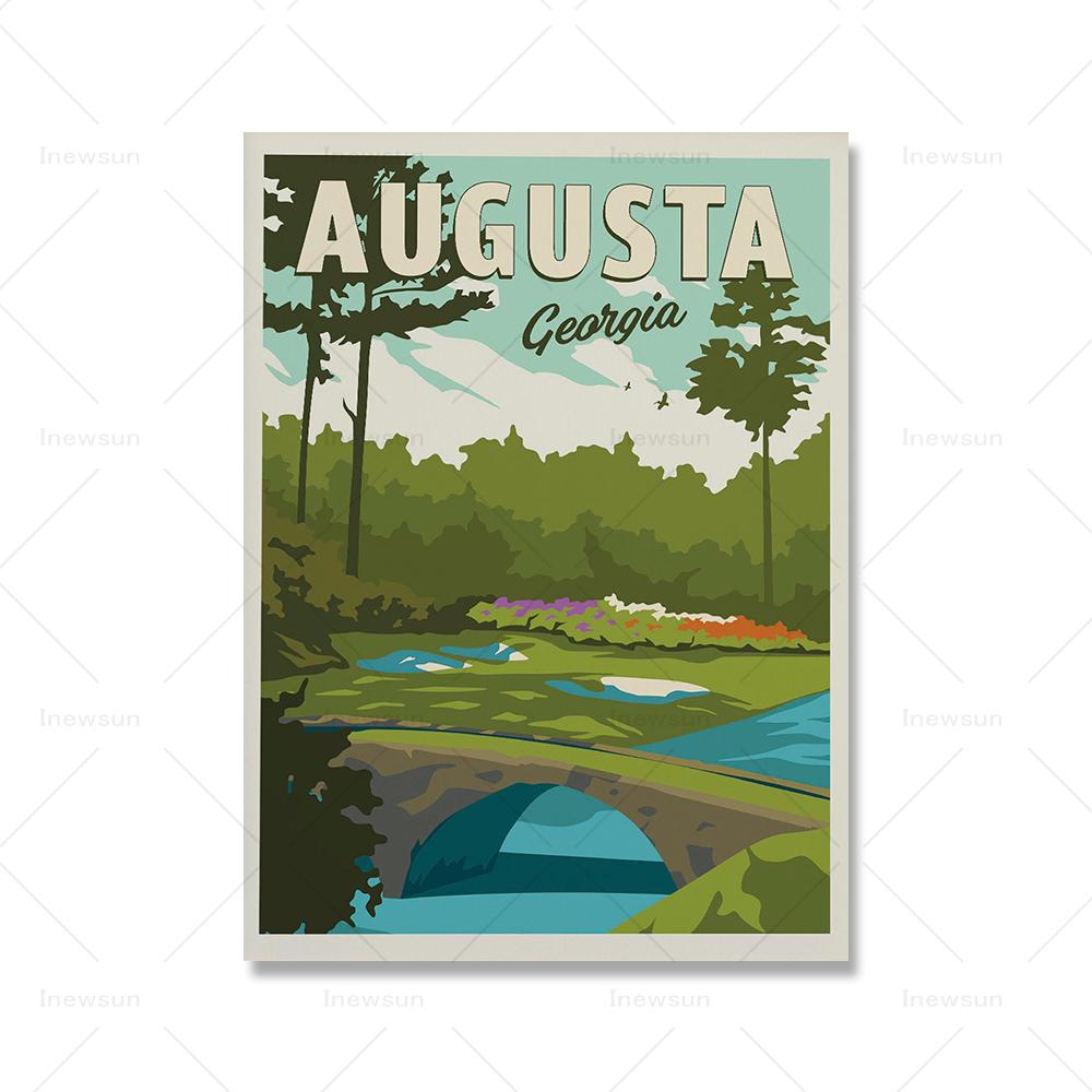 

Фотографии Augusta, Джорджия, гольф, минималистичный ретро-путешествия, жикле, принт, холст, картина, скандинавский настенный художественный декор для гостиной 21x30cm No Framed