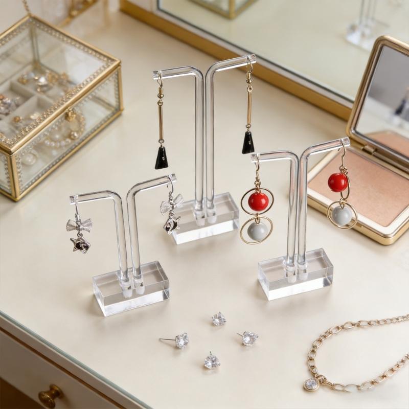 Set da 3 Pezzi Espositore per Gioielli in Acrilico Per Orecchini A Lobo Con Design Multi-Livello e Base Solida Organizer per Gioielli