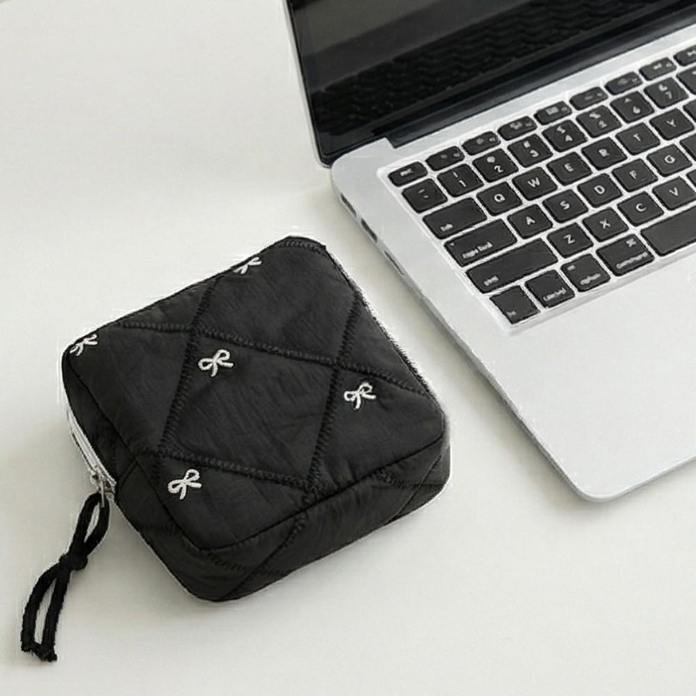 Multi-functional Bow Cosmetic Bag Portable Sanitary Napkin Storage Bag Cute Toiletry Bag  Women