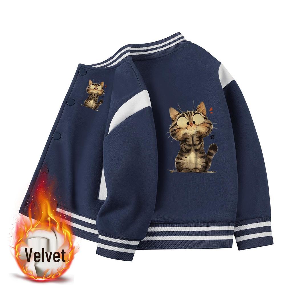 Children's Autumn Baseball Jacket - Velvet Lined, Thickened for Boys & Girls 2026 Winter Style.