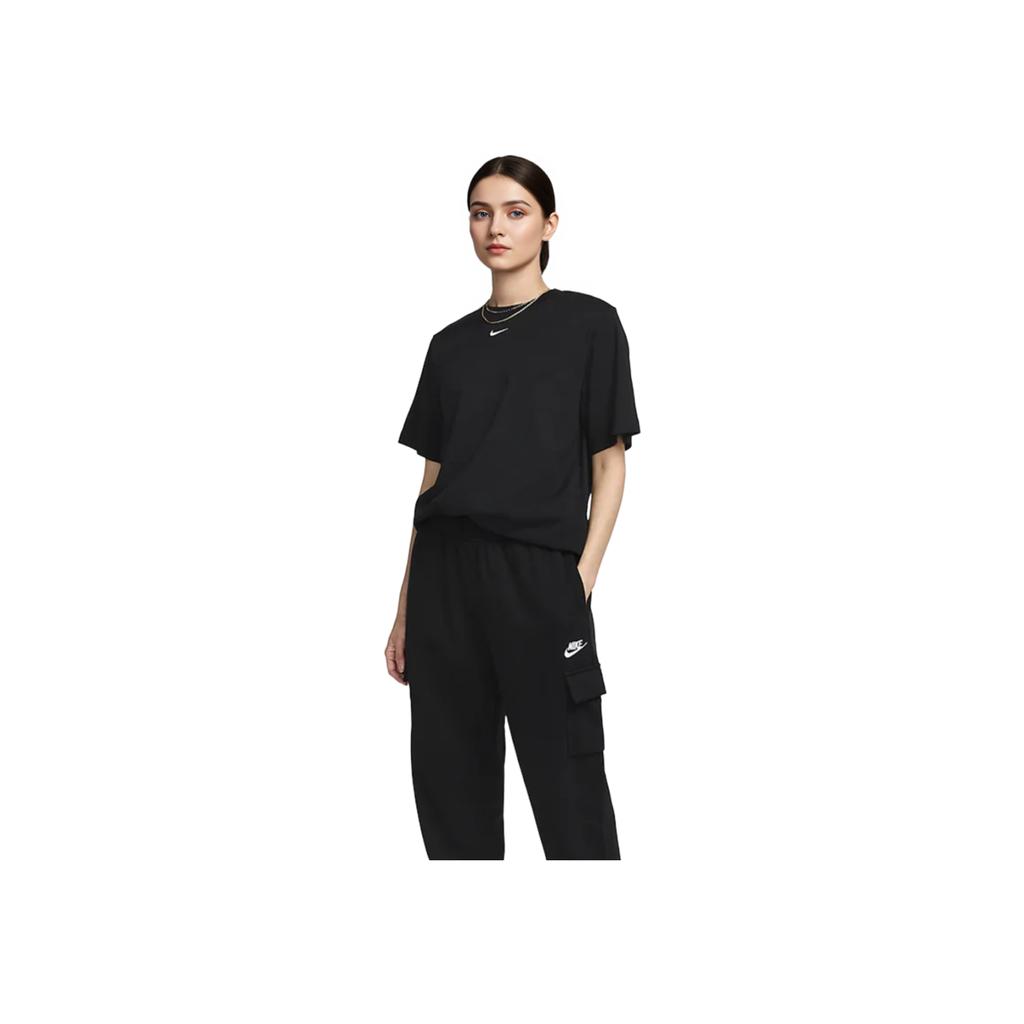 Nike Sportswear Logo Graphic Crew Neck Oversized Short Sleeve Drop Shoulder T-Shirt Women Tops Black FD4150-010