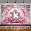 2D Pink Rose & Crown 13th Birthday Photography Background