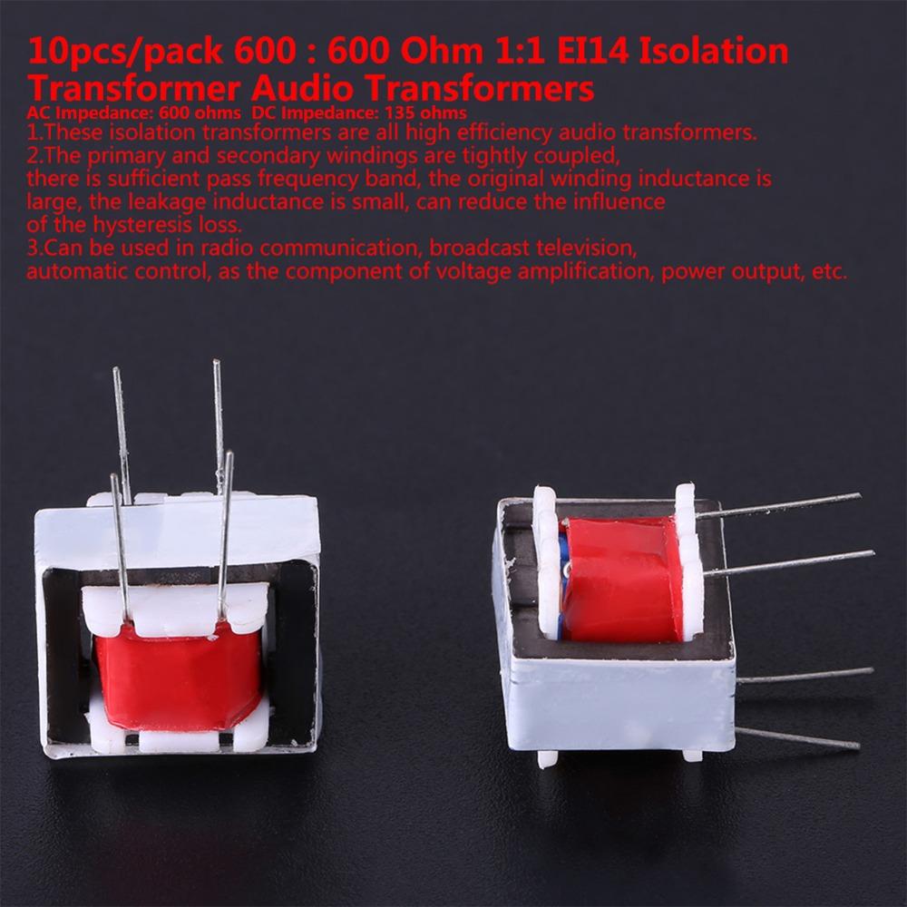 10 PCS 4 Pin EI14 Isolation Transformer 1:1 Audio Coupling Inductor Microphone Sound