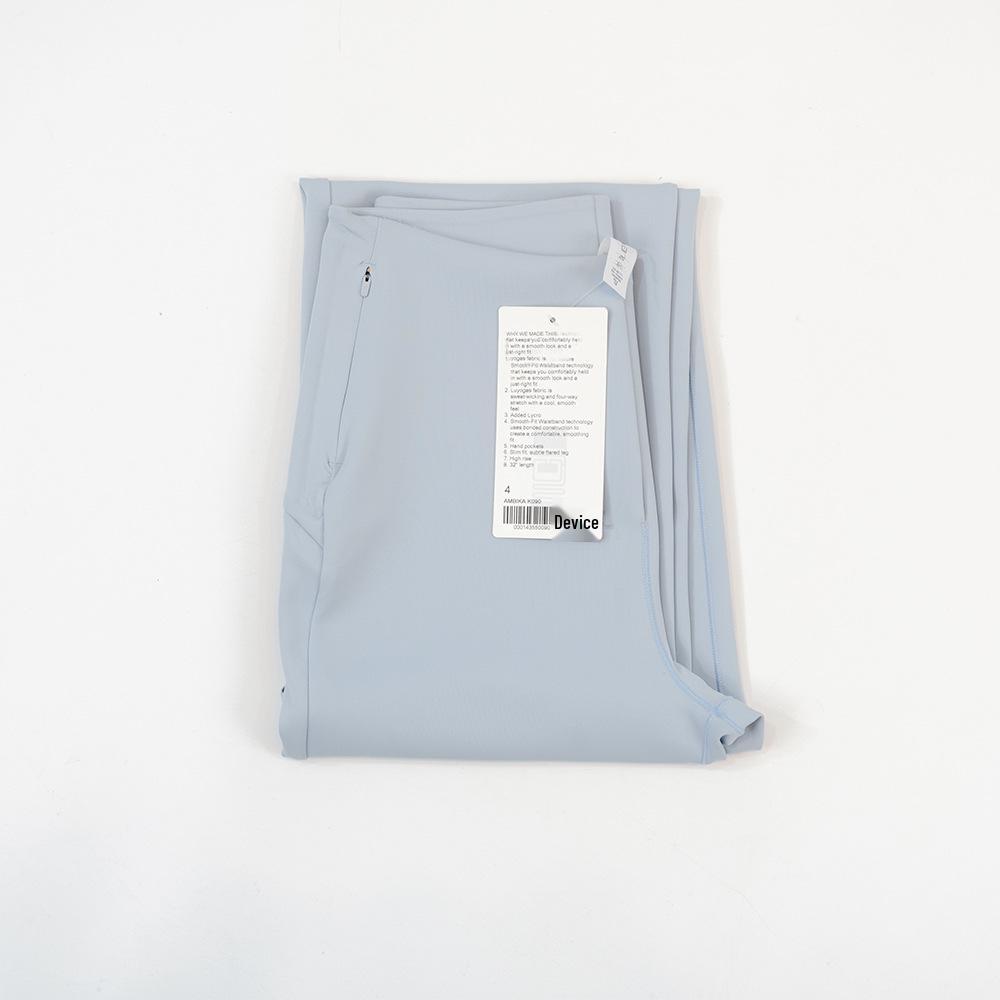 High-Waist Slim Fit Flared Trousers: Anti-Wrinkle, Elastic, with Pockets and Hip Lift for Casual Commute