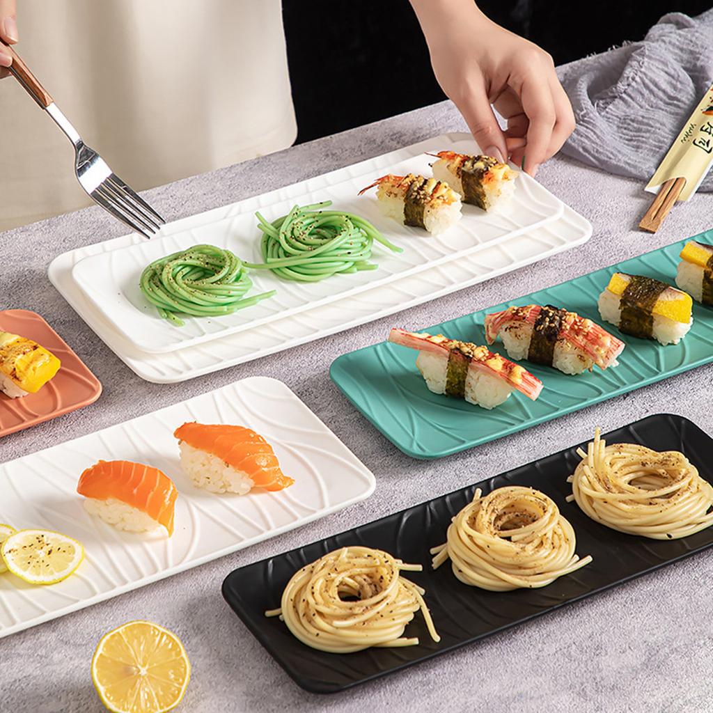 1/2 White Pp Tree Pattern Rectangular Sushi Plates, Dessert Snacks, Fruit Afternoon Tea and Western Food Plates, Home Cafe Restauran