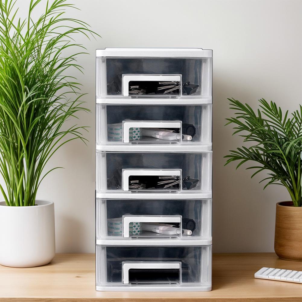 5-stöckige Desktop-Aufbewahrungsbox Schubladenstil Büro-Schreibtisch-Aufbewahrungsschrank Schreibwaren Transparente Box Stabile Aufbewahrungsbox für Verschiedenes