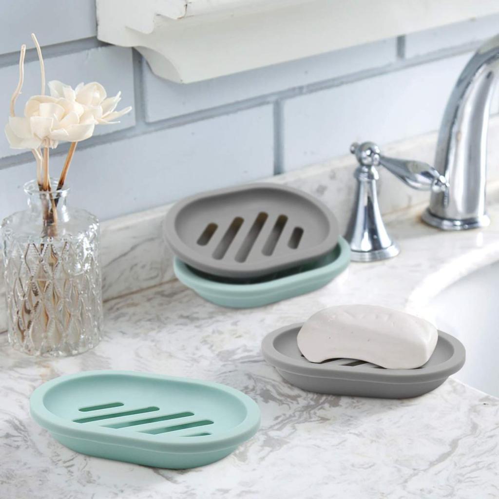 4Pcs Soap Dish for Shower Soap Box Soap Saver Case Holder with Drain for Bathroom Counter Shower Kitchen Keep Soap Dry and C