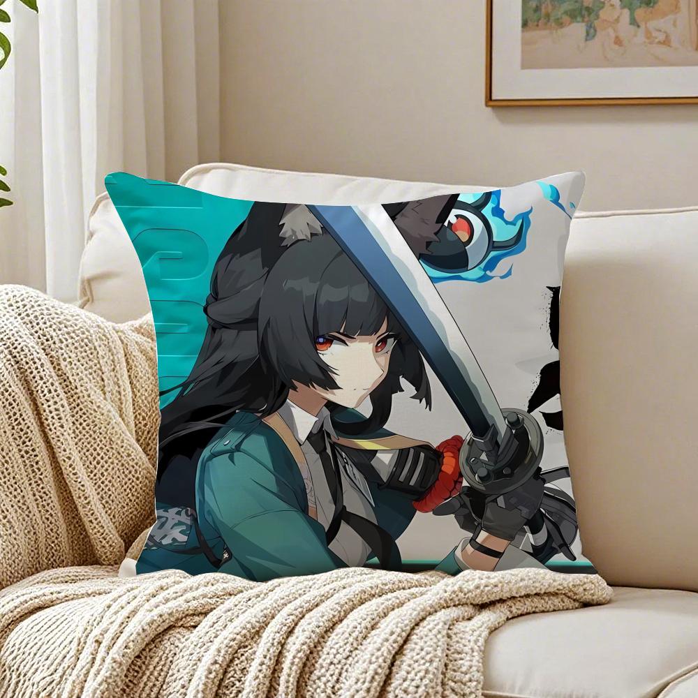 Futuristic Action Chinese Game ZZenless Zone Zero Cushion Cover Pillowcase Antidustmite living Room Sofa Decor Cushion Room