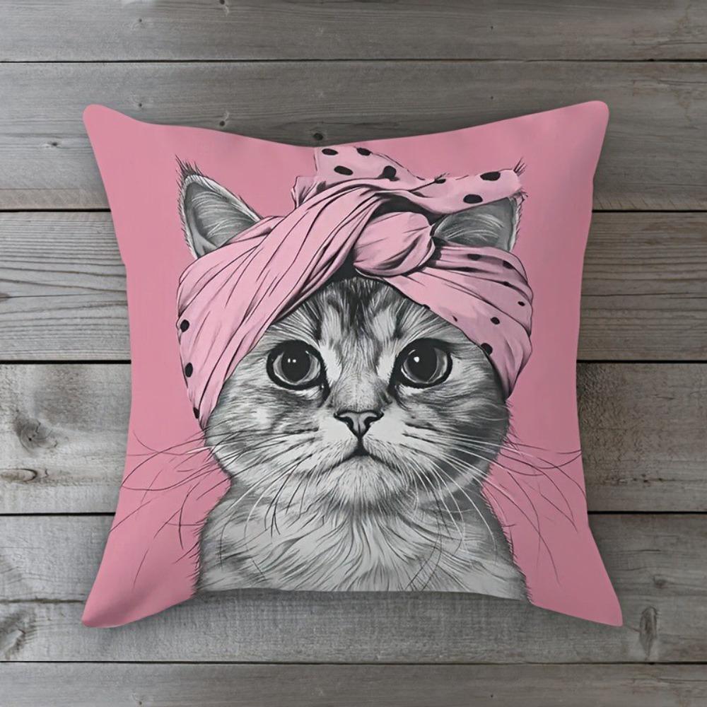 Sofa Pillow Pillowcase Skin-friendly Short Plush Cute Animal Cat Pillow Cover Living Room Cushion Cover Without Core